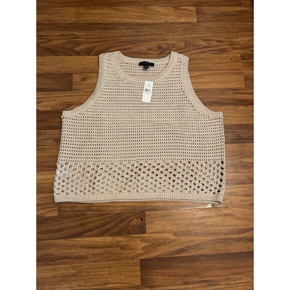 NWT Ann Taylor XXL Sweater Vest VISCOSE Crochet Knit Tank Top Sleeveless Pullove - Picture 7 of 8